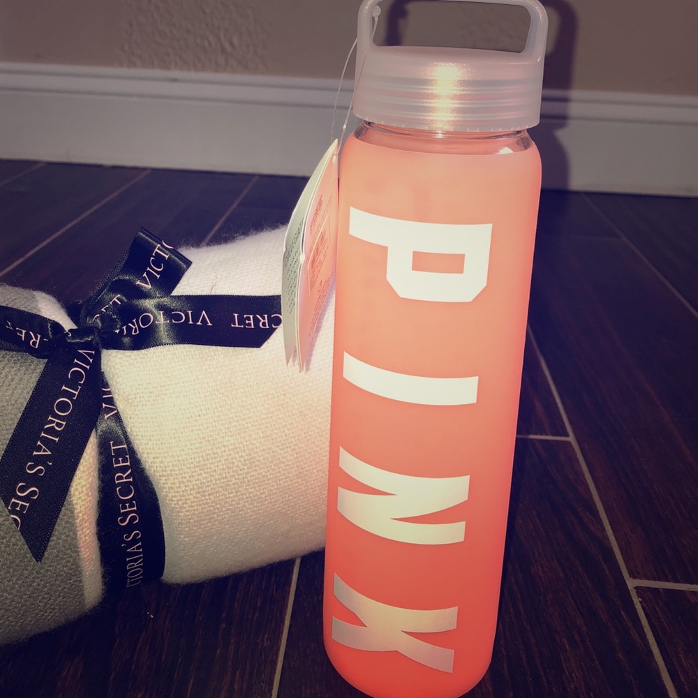 Pink glass water bottle